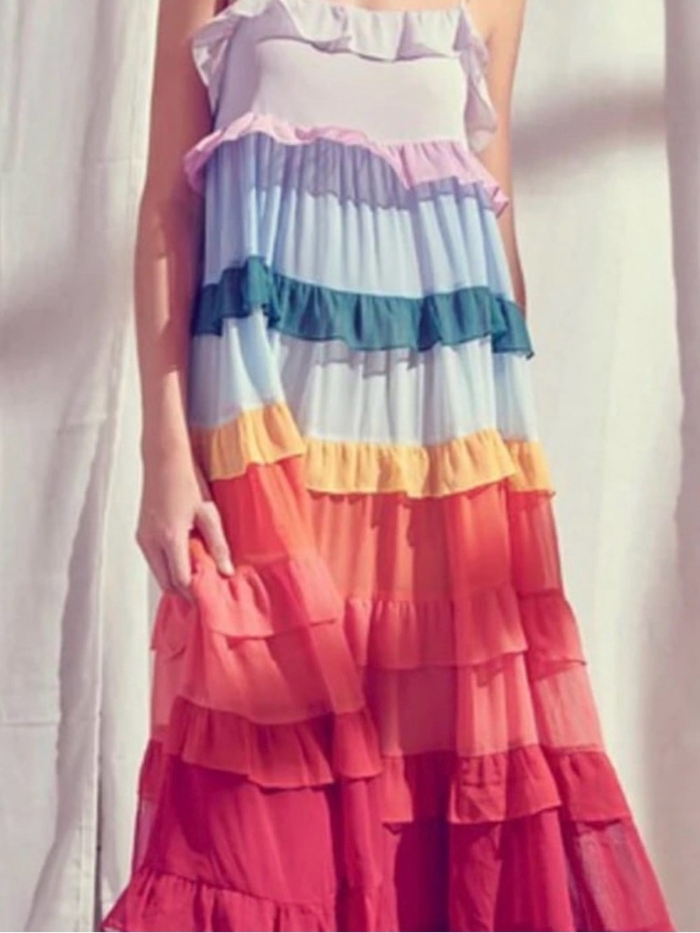 Anthropologie Judith March Storia rainbow tiered midi dress - Picture 3 of 6